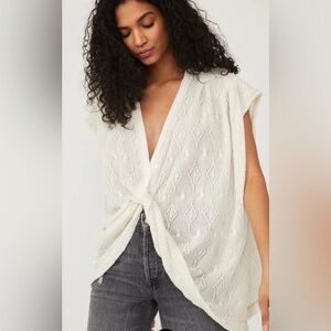 ✨NWT- Free People Show Off Tie-Front Reversible Oversized tee size medium